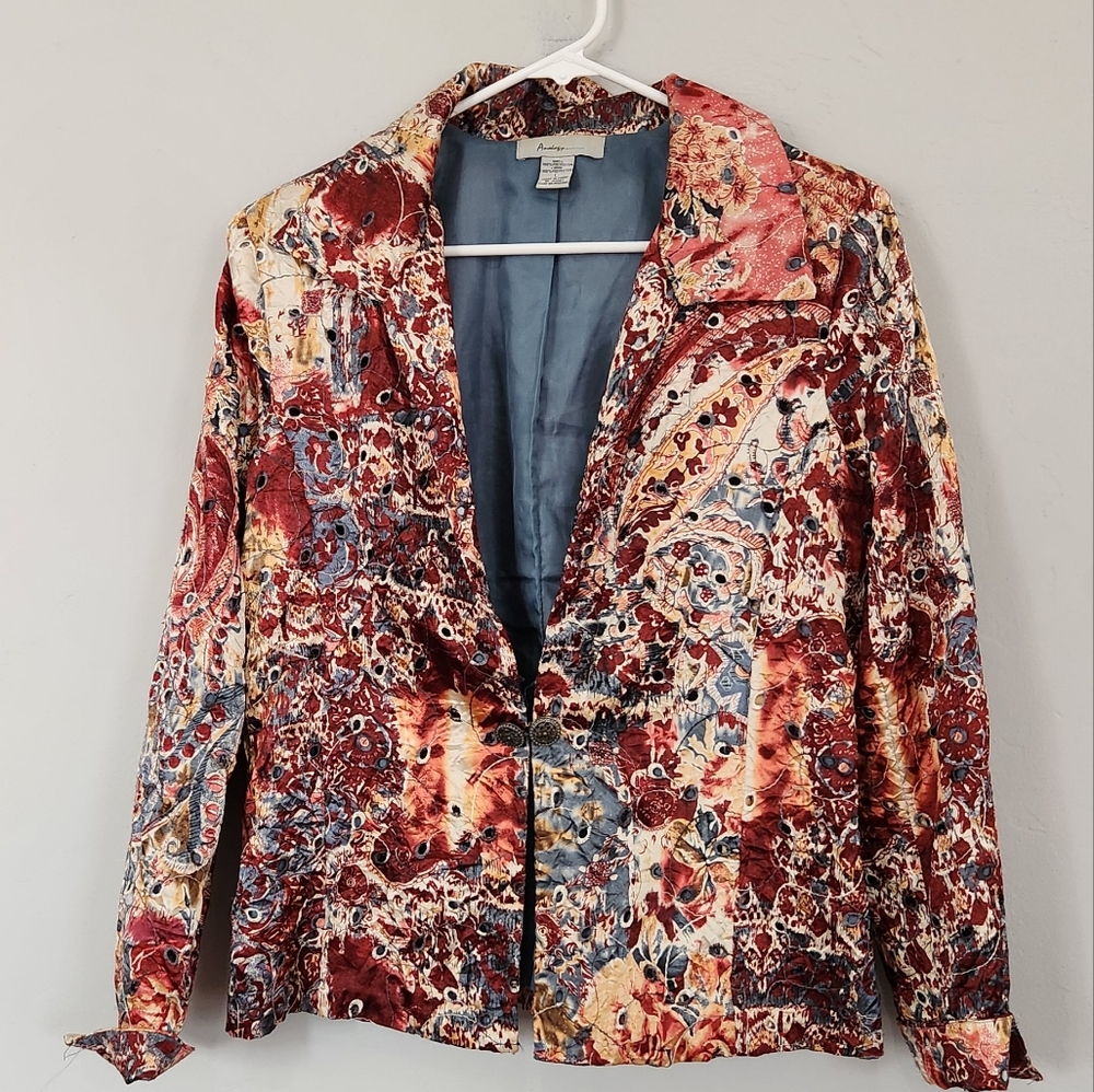 Womens CRAZY UNIQUE BEAUTIFUL JACKET BLAZER ANALOGY Size Lrg Latch front